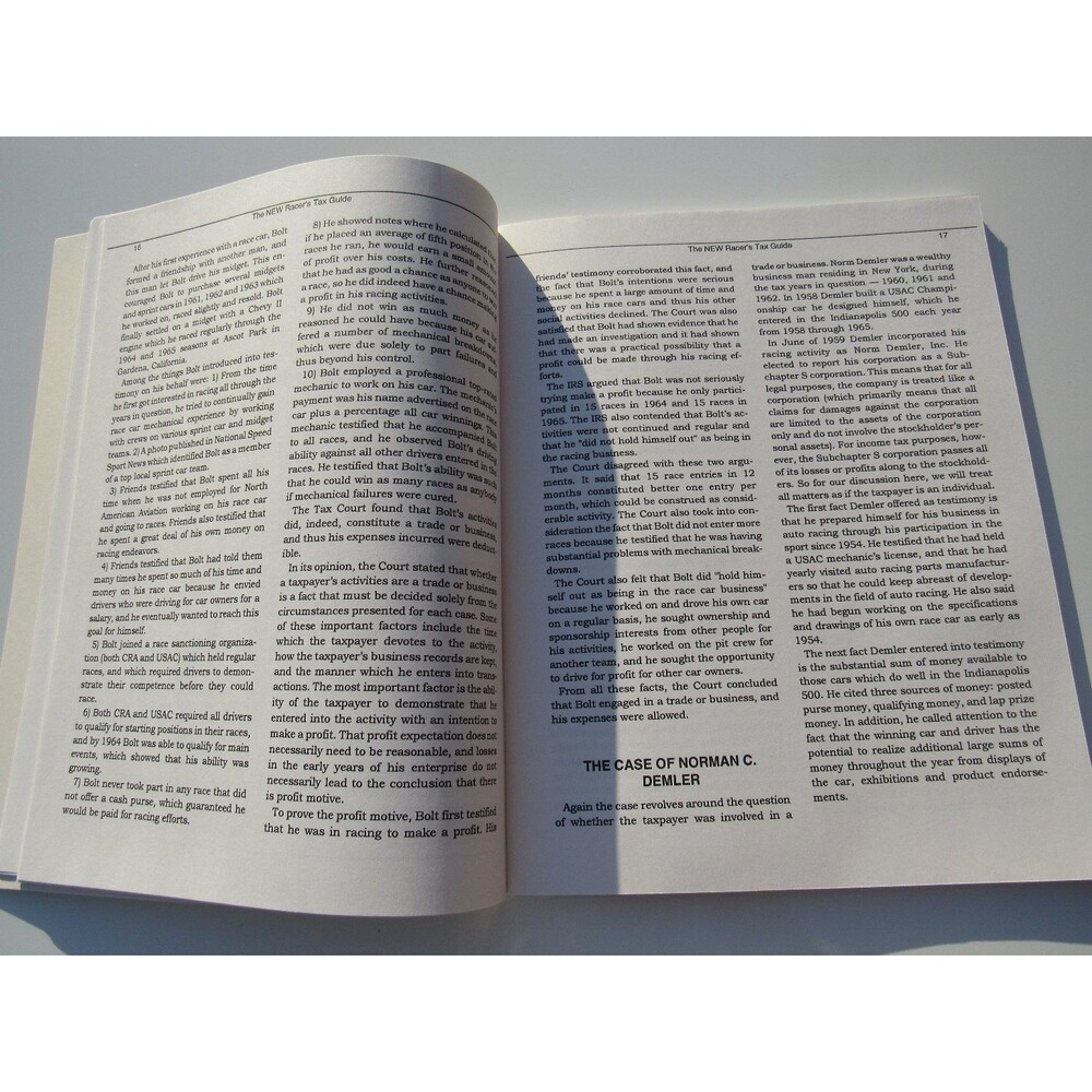 The NEW Racer's Tax Guide Steve Smith 1994 Racing Tax Benefits Business Auto - Picture 7 of 9